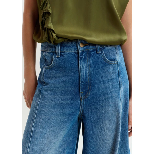 Essentiel Antwerp Blue flared leg cotton dual-panel jeans, view 3