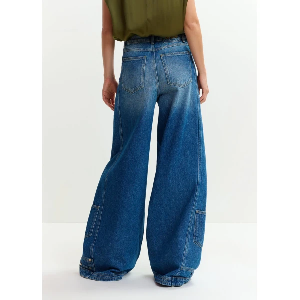 Essentiel Antwerp Blue flared leg cotton dual-panel jeans, view 6