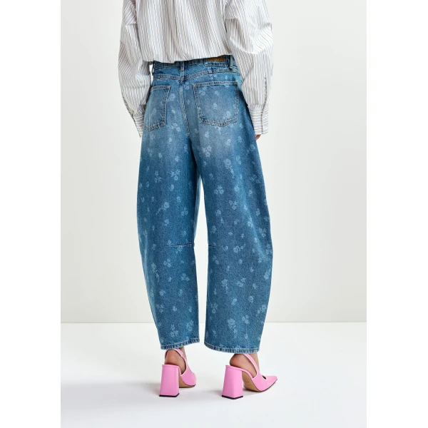 Essentiel Antwerp Blue floral-print barrel-leg cropped jeans, view 5