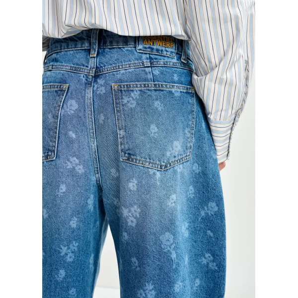 Essentiel Antwerp Blue floral-print barrel-leg cropped jeans, view 6