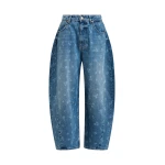 Essentiel Antwerp Blue floral-print barrel-leg cropped jeans
