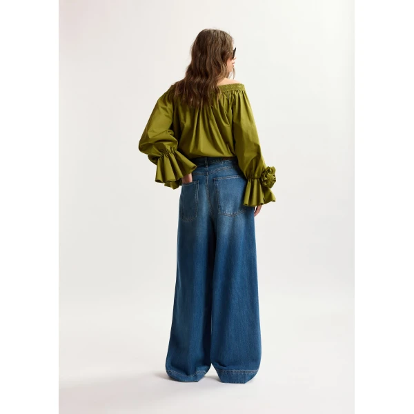Essentiel Antwerp Blue organic cotton-blend wide-leg jeans, view 4
