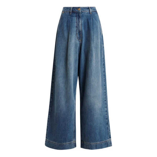 Essentiel Antwerp Blue organic cotton-blend wide-leg jeans