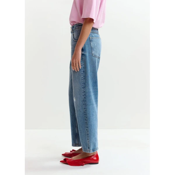 Essentiel Antwerp Blue organic cotton cropped boyfriend jeans, view 5