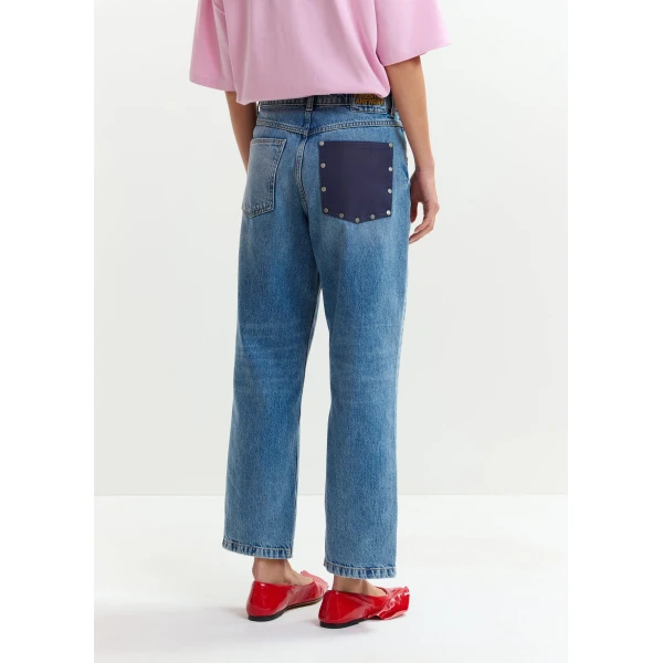 Essentiel Antwerp Blue organic cotton cropped boyfriend jeans, view 6