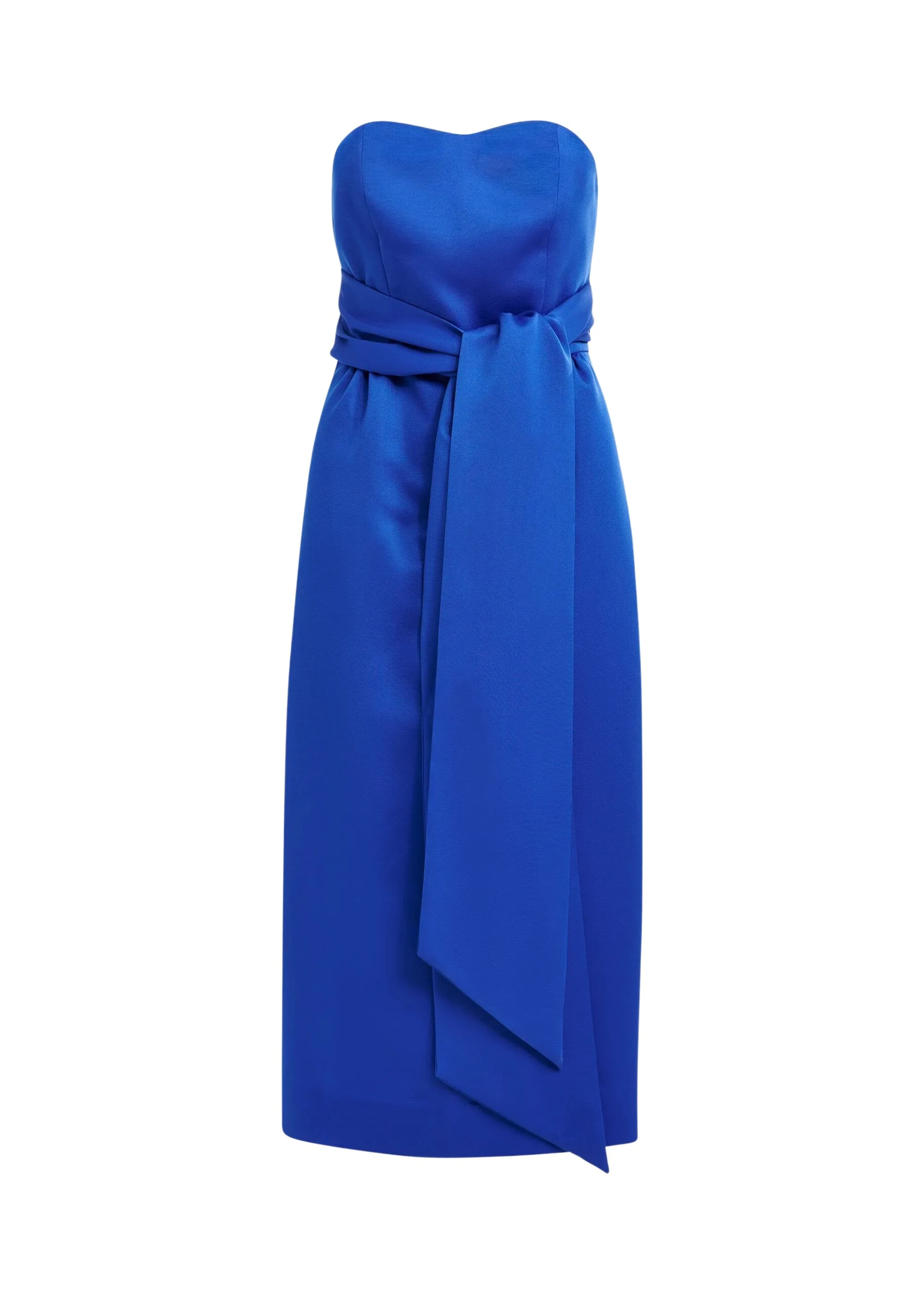 Essentiel Antwerp Blue strapless midi dress with wrap-belt