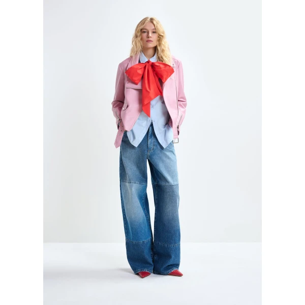 Essentiel Antwerp Blue wide-leg patchwork jeans, view 2