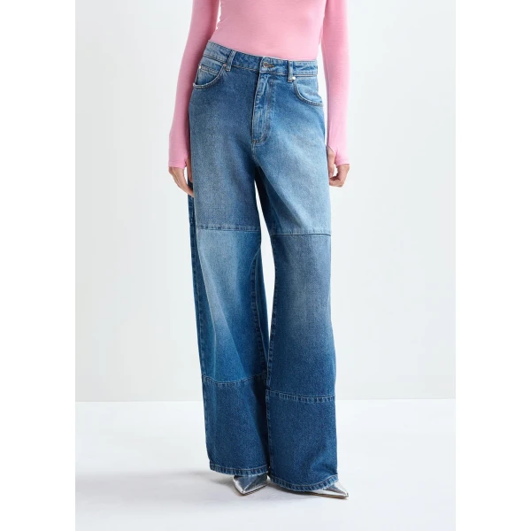 Essentiel Antwerp Blue wide-leg patchwork jeans, view 4