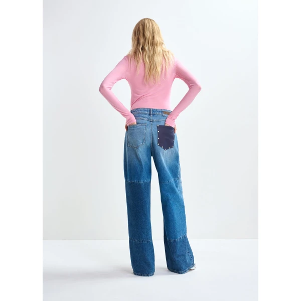 Essentiel Antwerp Blue wide-leg patchwork jeans, view 5