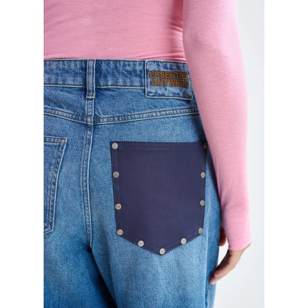 Essentiel Antwerp Blue wide-leg patchwork jeans, view 6
