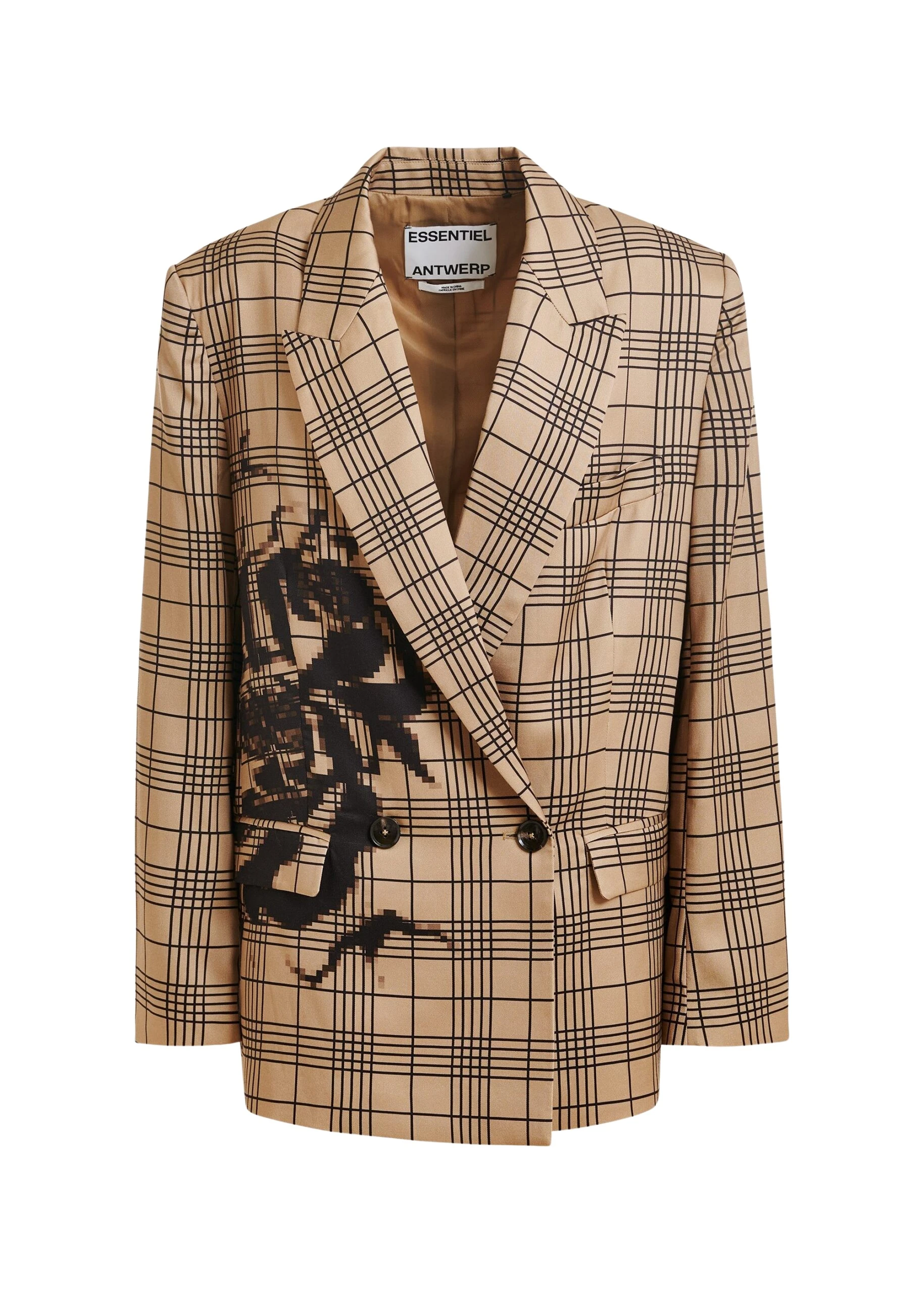 Essentiel-Antwerp-Brown-and-black-double-breasted-blazer-with-placed-pixel-print-scaled67692_nobg Essentiel Antwerp Brown and black double-breasted blazer with placed pixel print