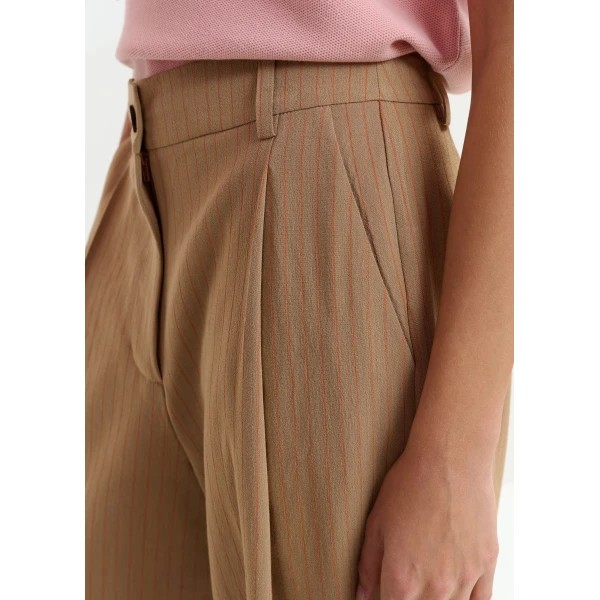 Essentiel Antwerp Brown and red checked wide-leg pants, view 6