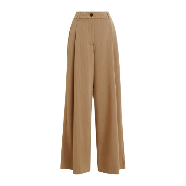 Brown and red checked wide-leg pants