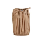 Essentiel Antwerp Brown asymmetric top with neck-tie ribbon