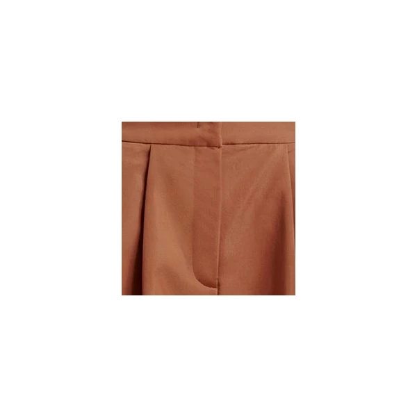 Essentiel Antwerp Brown barrel-leg pants with pleated waist, view 2