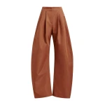 Essentiel Antwerp Brown barrel-leg pants with pleated waist