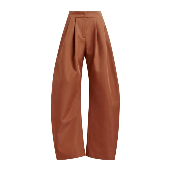 Essentiel Antwerp Brown barrel-leg pants with pleated waist