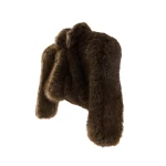Essentiel Antwerp Brown cropped faux-fur jacket with sculpted raglan sleeves