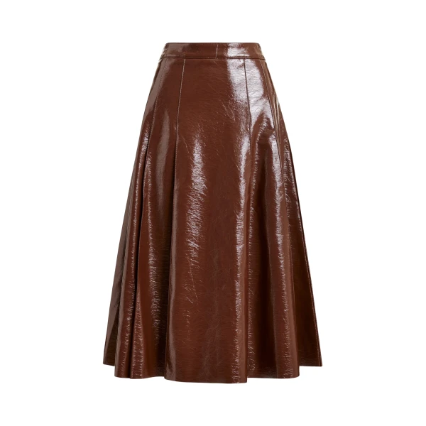 Essentiel Antwerp Brown faux leather midi skirt
