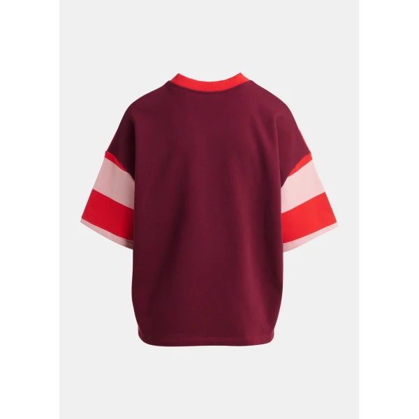Essentiel Antwerp Burgundy, Pink and red striped cotton-blend sweatshirt Top, view 3