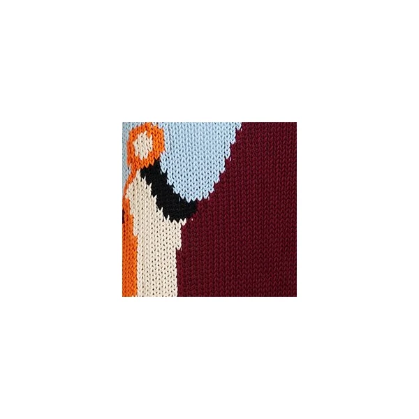 Essentiel Antwerp Burgundy, blue and orange jacquard cotton sweater, view 2