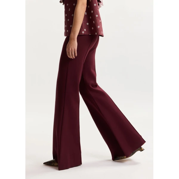 Essentiel Antwerp Burgundy flared pants with high-rise waist, view 3