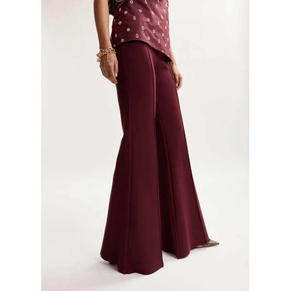 Essentiel Antwerp Burgundy flared pants with high-rise waist, view 5
