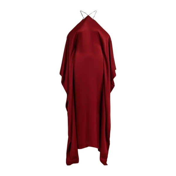 Essentiel Antwerp Burgundy halterneck maxi dress with waterfall sides