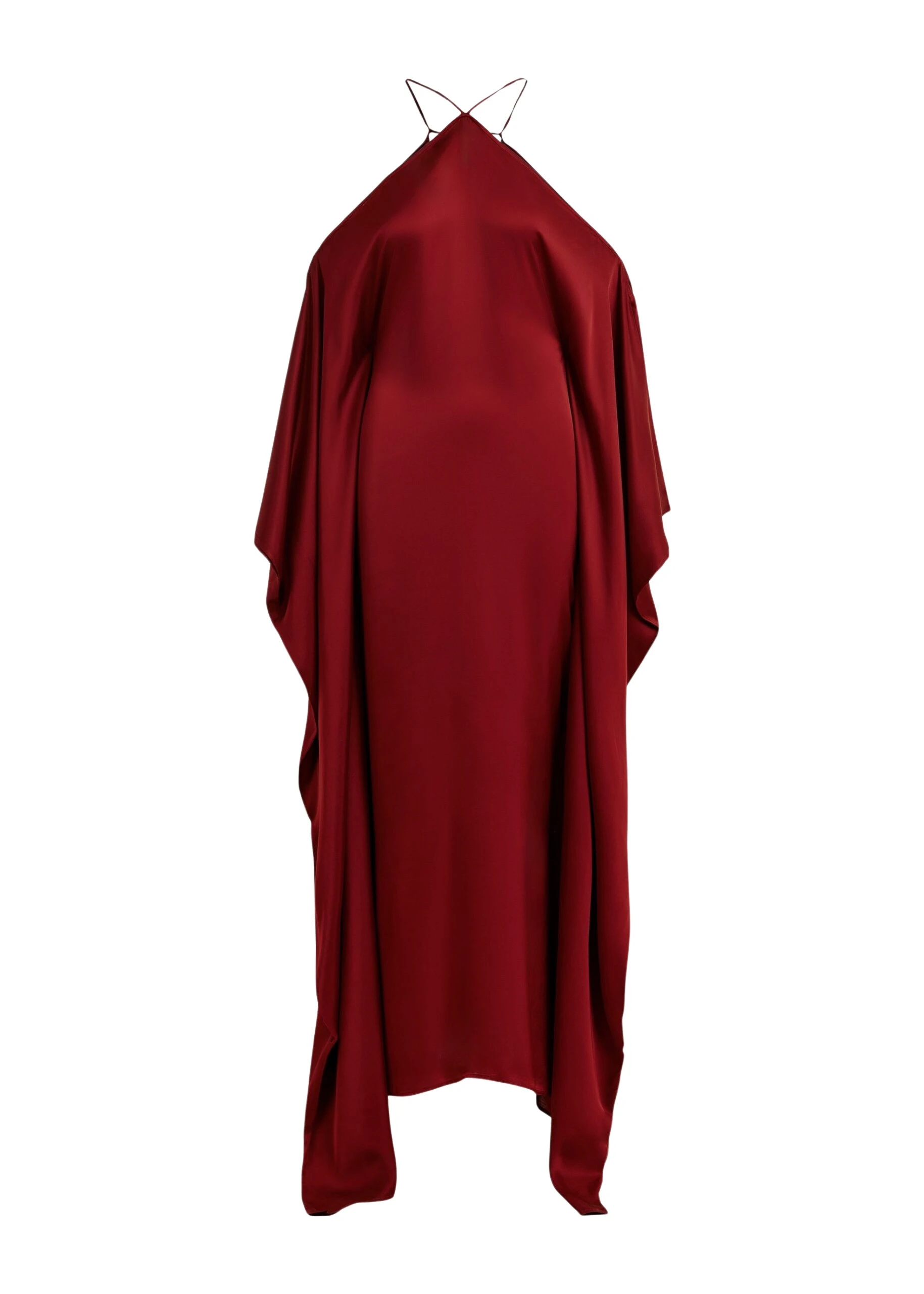 Essentiel Antwerp Burgundy halterneck maxi dress with waterfall sides