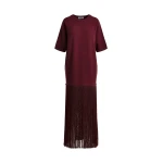 Essentiel Antwerp Burgundy mini dress with fringed hemline