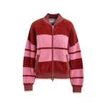 Essentiel Antwerp Burned orange and pink striped knitted bomber jacket