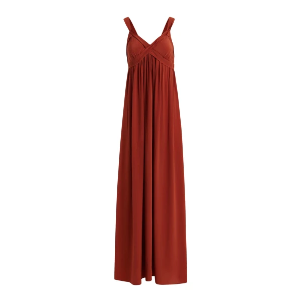 Essentiel Antwerp Burned orange babydoll maxi dress with empire waistline