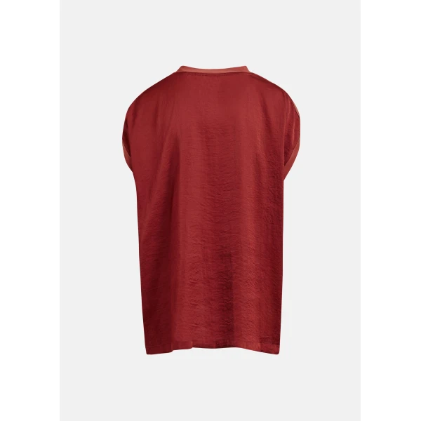 Essentiel Antwerp Burned orange cap-sleeve organic cotton T-shirt Top, view 3
