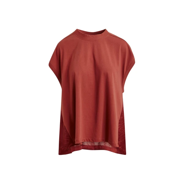 Essentiel Antwerp Burned orange cap-sleeve organic cotton T-shirt Top