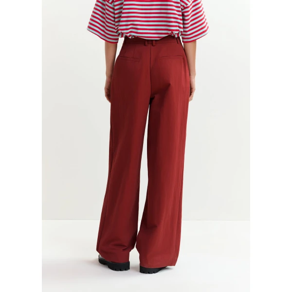 Essentiel Antwerp Burned orange pleated wide-leg pants, view 5