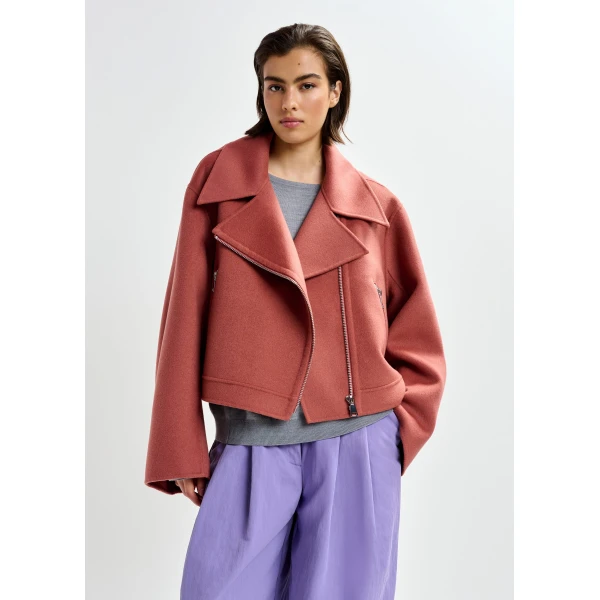Essentiel Antwerp Burned orange wool double-faced jacket, view 2