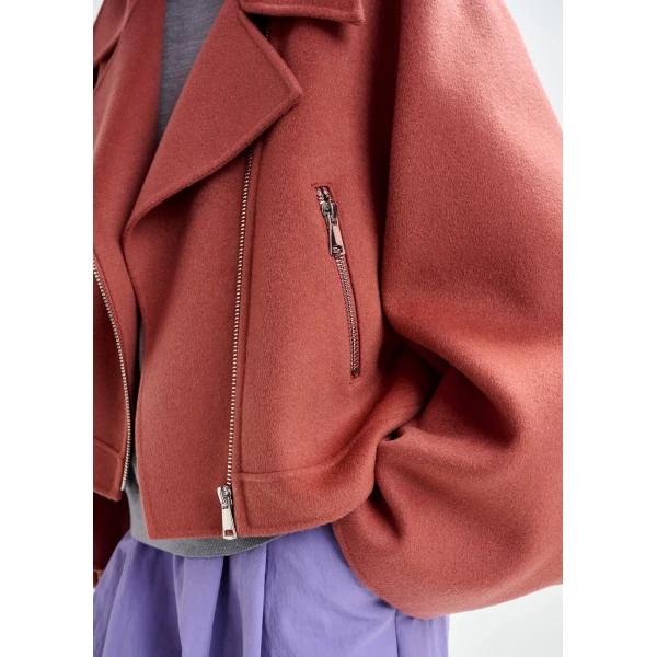 Essentiel Antwerp Burned orange wool double-faced jacket, view 3