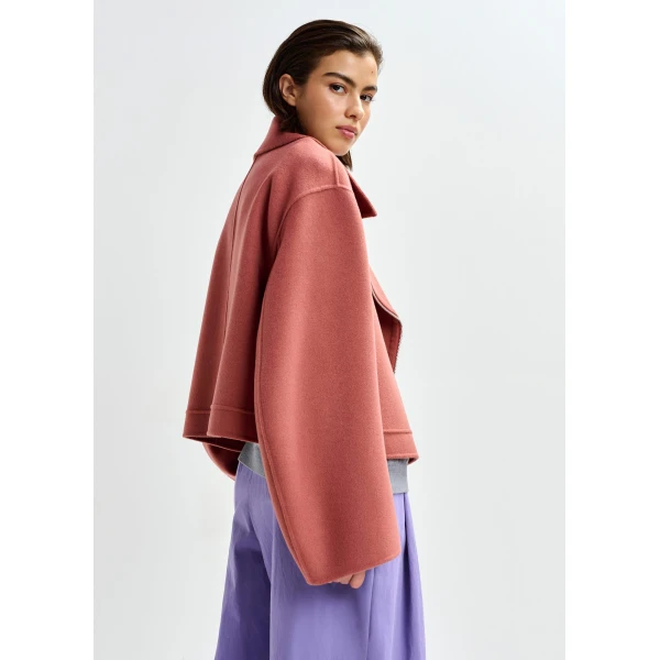 Essentiel Antwerp Burned orange wool double-faced jacket, view 4
