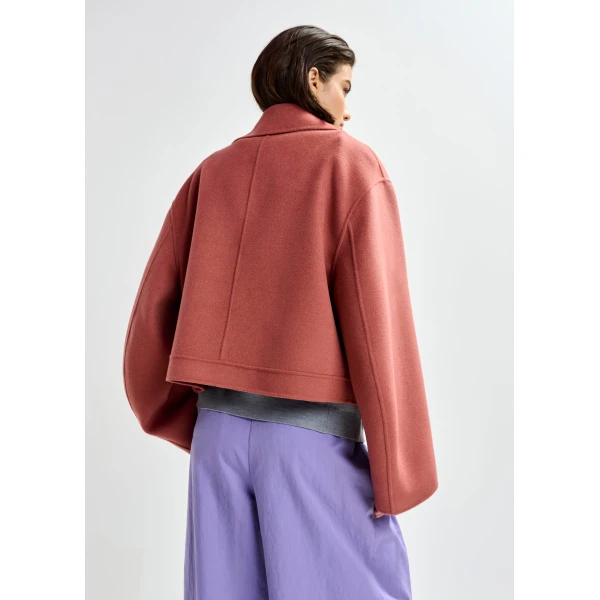 Essentiel Antwerp Burned orange wool double-faced jacket, view 5