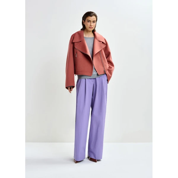Essentiel Antwerp Burned orange wool double-faced jacket, view 6