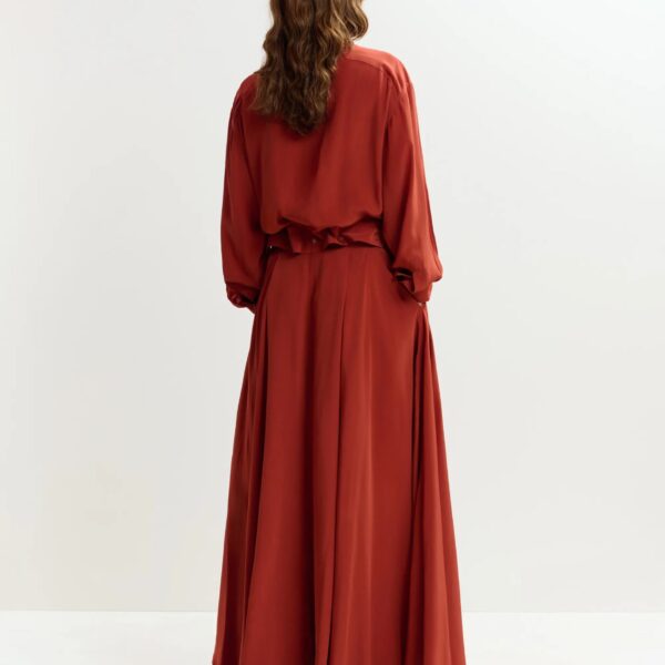 Essentiel Antwerp Burned red oversized playsuit with overlay maxi skirt, view 6