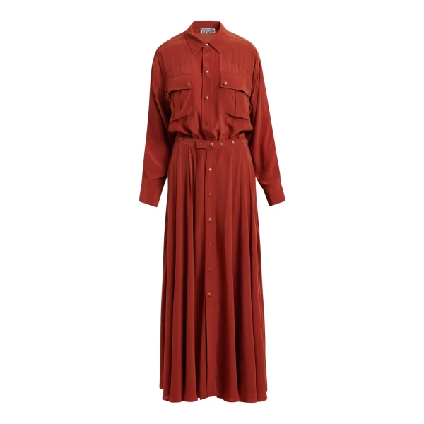 Essentiel Antwerp Burned red oversized playsuit with overlay maxi skirt