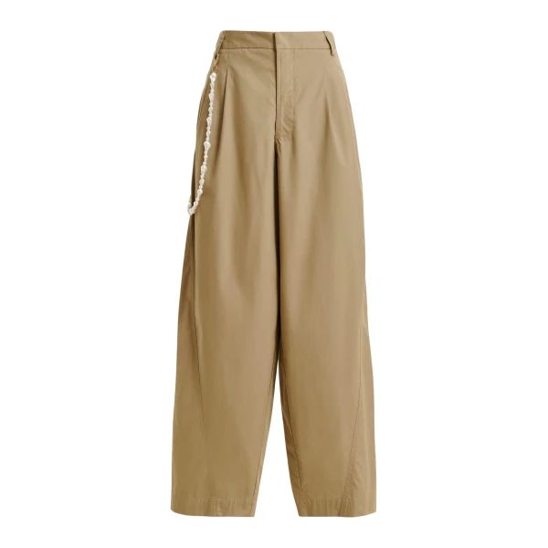Essentiel Antwerp Camel tapered-leg cotton pants with detachable pearl belt