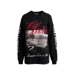 Essentiel Antwerp “Clare, To Be Considered” exclusive merch black, white and red cotton long-sleeve T-shirt Top