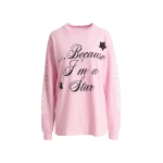 Essentiel Antwerp “Clare, To Be Considered” exclusive merch pink, black and white cotton long-sleeve T-shirt Top