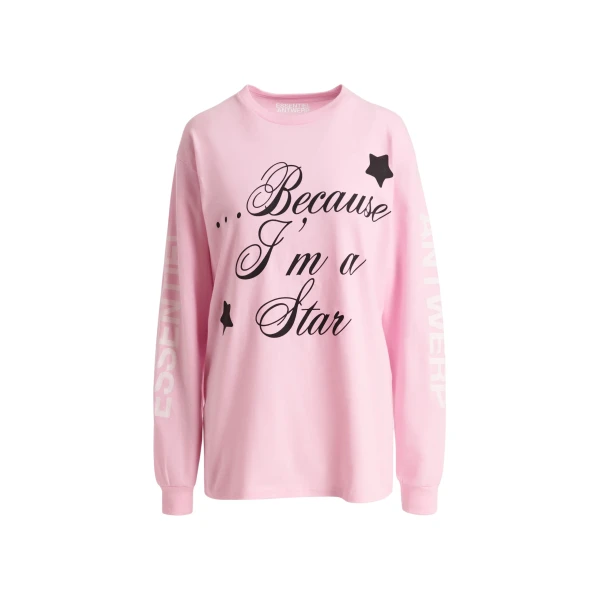 Essentiel Antwerp “Clare, To Be Considered” exclusive merch pink, black and white cotton long-sleeve T-shirt Top