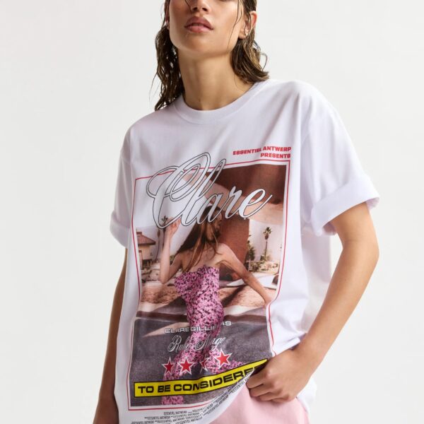 Essentiel Antwerp “Clare, To Be Considered” exclusive merch white cotton T-shirt Top, view 3