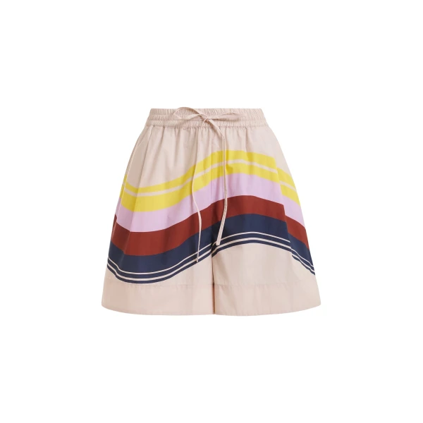 Essentiel Antwerp Cream and multicolor cotton shorts with placed stripe print