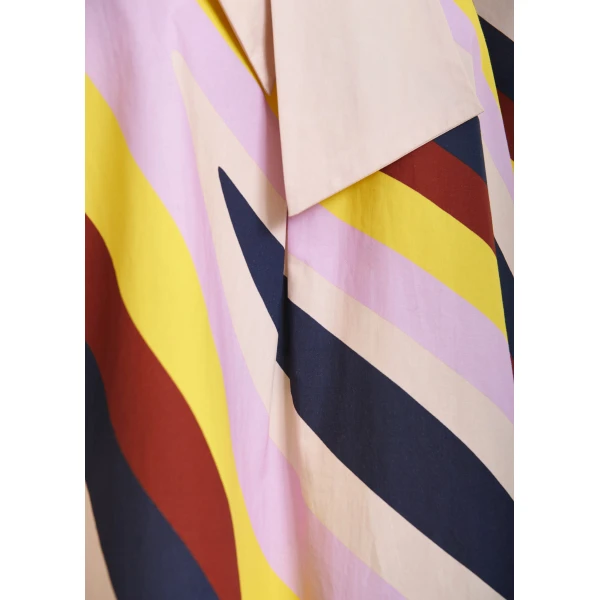 Essentiel Antwerp Cream and multicolor graphic sleeveless top with tie neckline, view 6