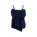 Essentiel Antwerp Dark blue cotton top with bow detail